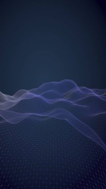 Mavi arka planda soyut bir manzara. Siber uzay şebekesi. Merhaba teknoloji ağı. 3 boyutlu teknoloji çizimi. 3B illüstrasyon