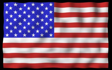 Amerika Birleşik Devletleri 'nin bayrağını sallıyor. Yıldızlar ve Çizgiler. ABD 'nin devlet sembolü. 3B illüstrasyon