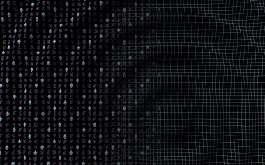 Ethereum kristal ve para karanlık bir arka plan üzerinde. Dijital kripto para birimi sembolü. İş konsepti. Piyasa Ekranı. 3d illüstrasyon