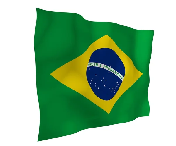 Wapperende Vlag Van Brazilië Ordem Progresso Orde Vooruitgang Rio Janeiro — Stockfoto