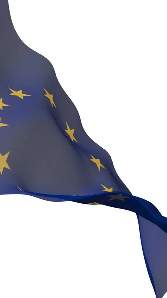 Mírně Vlnící Vlajka Evropské Unie Izolovaná Bílém Pozadí Vykreslování Symbol — Stock fotografie