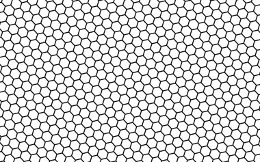 Beyaz arka planda siyah bal peteği. Çokgenin perspektif görüntüsü bal peteğine benziyor. İzometrik geometri. 3B illüstrasyon