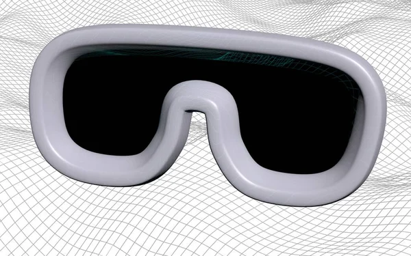 Ilustración Realidad Virtual Sobre Fondo Abstracto Rejilla Gris Concepto Gafas — Foto de Stock