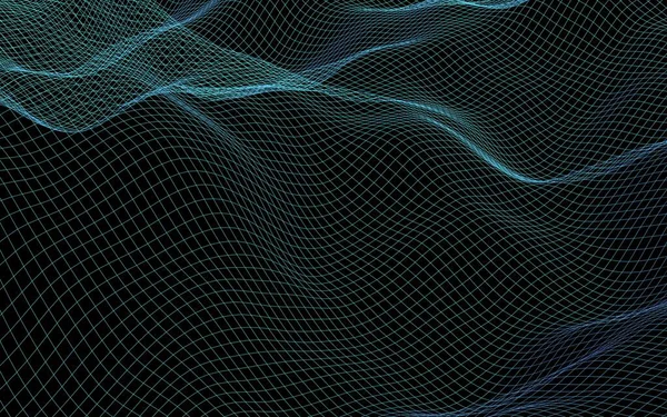 Latar Belakang Lanskap Abstrak Cyberspace Blue Grid Tech Network Ilustrasi — Stok Foto