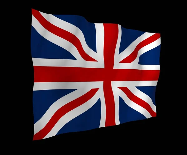暗い背景にイギリスの旗を振る イギリス国旗 イギリスと北アイルランドの王国 イギリスの象徴 3Dイラスト — ストック写真