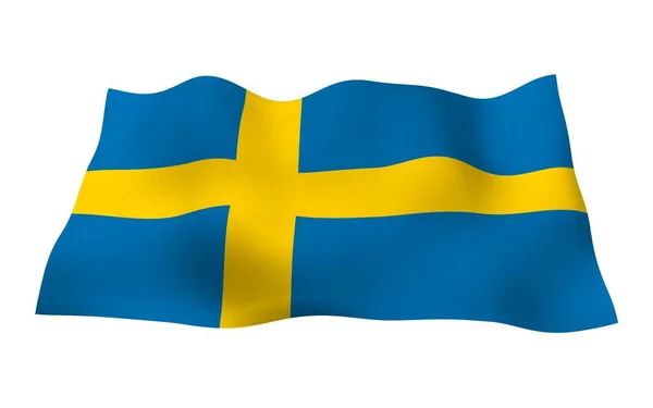 Flag Sweden Official State Symbol Kingdom Sweden Blue Field Yellow — Stock Photo, Image