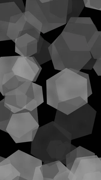 暗い背景に多色の灰色の半透明の六角形 垂直方向のイメージの向き 3Dイラスト — ストック写真