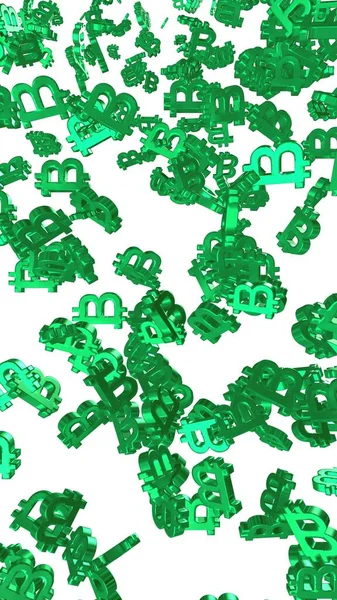 Beyaz arka planda dijital para birimi sembolü Bitcoin. Bitcoin düşüşü. Sanal ekranda kripto para birimi grafiği. İş, finans ve teknoloji kavramı. 3B illüstrasyon