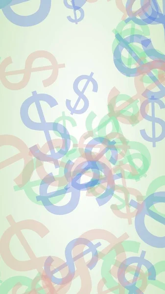 Signos Dólar Translúcidos Multicolores Sobre Fondo Blanco Ilustración —  Fotos de Stock