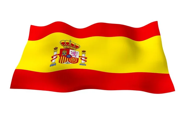 The flag of Spain. Official state symbol of the Kingdom of Spain. Concept: web, sports pages, language courses, travelling, design elements. 3d illustration