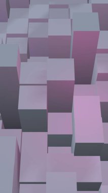 Soyut pembe gri zarif küp geometrik arka plan. Kaotik olarak gelişmiş dikdörtgen çubuklar. 3d Rendering, 3d illüstrasyon