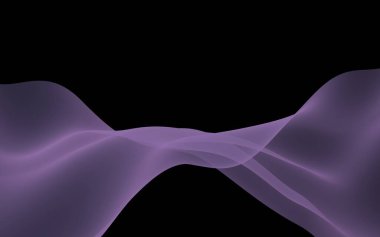Soyut mor dalga. Raster hava arka planı. Koyu arka planda parlak gri şerit. Gri atkı. Soyut gri duman. 3d illüstrasyon