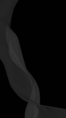 Siyah soyut arka plan. Kanat çırpan siyah eşarp. Rüzgâr siyah kumaşında sallanıyor. Dikey oryantasyon. 3B illüstrasyon