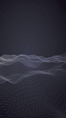 Karanlık bir arka plan üzerinde soyut manzara. Siber uzay donanması mavi ızgara. merhaba teknoloji ağı. 3d illüstrasyon