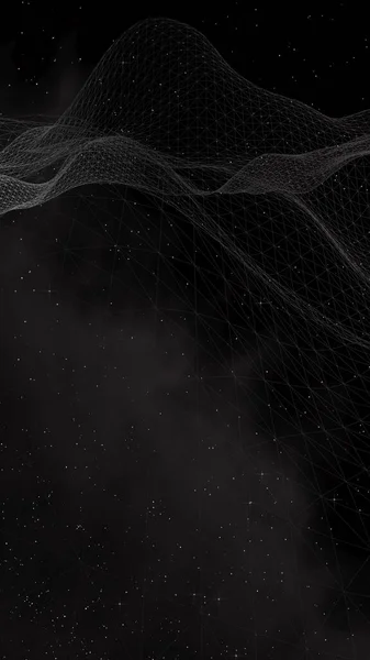 Black abstract background. Hi tech network.Outer space. Starry outer space texture. Vertical orientation. 3D illustration