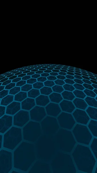 Multilayer Sphere Honeycombs Gray Turquoise Dark Background Social Network Computer — Stock Photo, Image