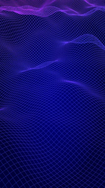 파란색 배경에 추상적 풍경입니다 사이버 스페이스 그리드 하이테크 네트워크 — 스톡 사진