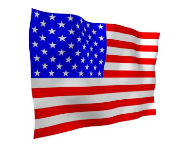 Amerika Birleşik Devletleri bayrağı sallıyor. Yıldızlar ve Çizgiler. ABD 'nin devlet sembolü. 3B illüstrasyon