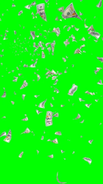 Flying Dollars Banknotes Isolated Chromakey Money Flying Air 100 Banknotes — Stock Photo, Image