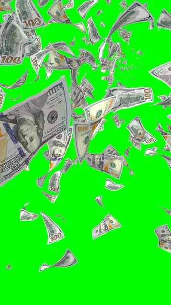 Fliegende Dollarnoten Isoliert Auf Chromakey Geld Liegt Der Luft 100 — Stockfoto