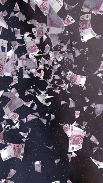 Billetes Euros Voladores Sobre Fondo Estrellado Del Espacio Exterior Dinero —  Fotos de Stock