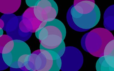 Koyu bir arka plan üzerinde çok renkli yarı saydam daireler. Pembe tonları. 3d illüstrasyon