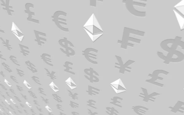 Ethereum Classic Och Valuta Vit Bakgrund Symbol För Digital Krypto — Stockfoto