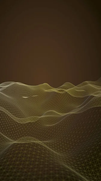 Abstract landscape on a dark background. Cyberspace orange grid. hi tech network. 3D illustration