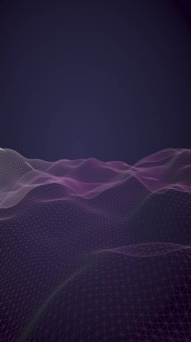 Soyut manzara arka plan. Siber uzay mor ızgarası. merhaba teknoloji ağı. 3d illüstrasyon