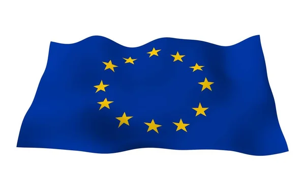 Något Viftande Flagga Europeiska Unionen Isolerad Vit Bakgrund Rendering Symbol — Stockfoto