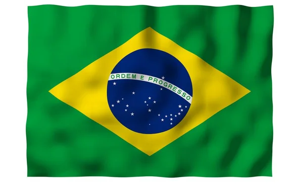 Ondeando Bandera Brasil Ordem Progresso Orden Progreso Río Janeiro Sudamérica — Foto de Stock