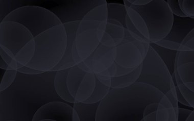 Soyut siyah arkaplan. Koyu şeffaf baloncuklu arkaplan. 3B illüstrasyon