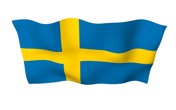 스웨덴의 스웨덴 왕국의 상징이다 끝까지 노란색 스칸디나비아 십자가가 들판이다 — 스톡 사진