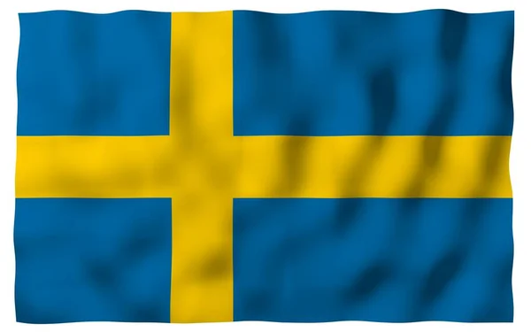 Flag Sweden Official State Symbol Kingdom Sweden Blue Field Yellow — Stock Photo, Image