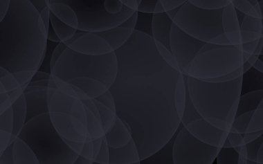 Soyut siyah arkaplan. Koyu şeffaf baloncuklu arkaplan. 3B illüstrasyon