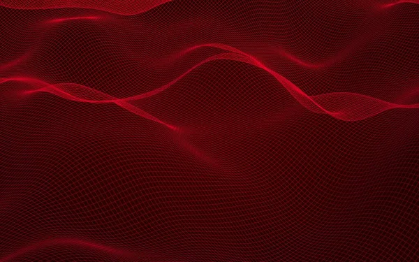 Paisaje Abstracto Sobre Fondo Rojo Red Ciberespacial Red Alta Tecnología —  Fotos de Stock