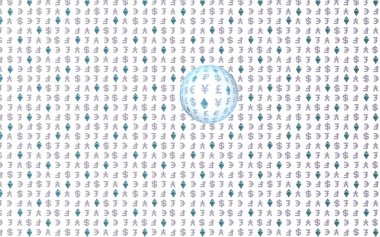 Ethereum kristal ve para beyaz bir arka plan üzerinde. Dijital kripto sembolü. Döviz dalga etkisi, piyasa dalgalanmaları. İş konsepti. 3d illüstrasyon