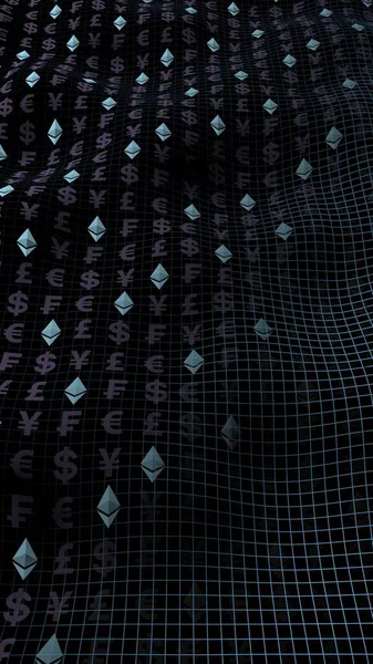 Kryształ Ethereum Waluta Ciemnym Tle Symbol Cyfrowej Waluty Kryptograficznej Koncepcja — Zdjęcie stockowe