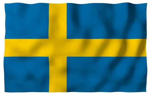 Sveriges Flagga Officiell Statssymbol För Konungariket Sverige Ett Blått Fält — Stockfoto