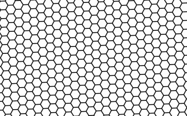 Beyaz arka planda siyah bal peteği. Çokgenin perspektif görüntüsü bal peteğine benziyor. İzometrik geometri. 3B illüstrasyon