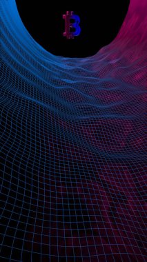Soyut karanlık arka planda dijital para birimi sembolü Bitcoin. Kripto para piyasasının büyümesi. İş, finans ve teknoloji konsepti. 3d illüstrasyon