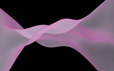 Soyut dalga. Eşarp. Siyah arka plan üzerinde parlak şerit. Soyut duman. Raster hava arka planı. 3d illüstrasyon