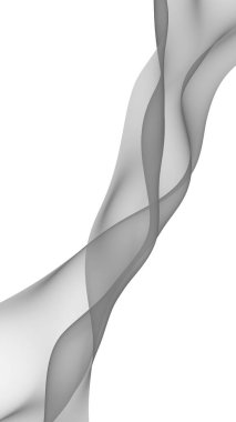 Soyut gri dalga. Raster hava desteği. Beyaz arka planda parlak gri kurdele. Gri eşarp. Soyut gri duman. 3B illüstrasyon