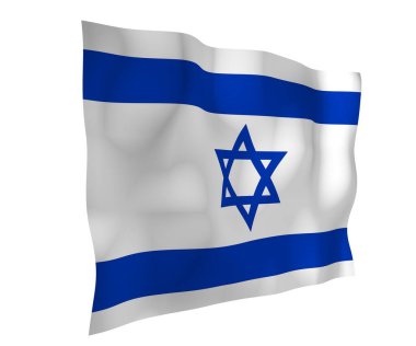 İsrail bayrağı. İsrail Devleti 'nin devlet sembolü. Beyaz bir alanda iki yatay mavi çizgi arasında mavi bir Davut Yıldızı. 3d illüstrasyon