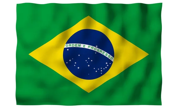 Wapperende Vlag Van Brazilië Ordem Progresso Orde Vooruitgang Rio Janeiro — Stockfoto