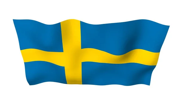 스웨덴의 스웨덴 왕국의 상징이다 끝까지 노란색 스칸디나비아 십자가가 들판이다 — 스톡 사진