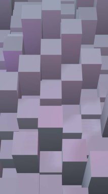 Soyut pembe gri zarif küp geometrik arka plan. Kaotik olarak gelişmiş dikdörtgen çubuklar. 3d Rendering, 3d illüstrasyon