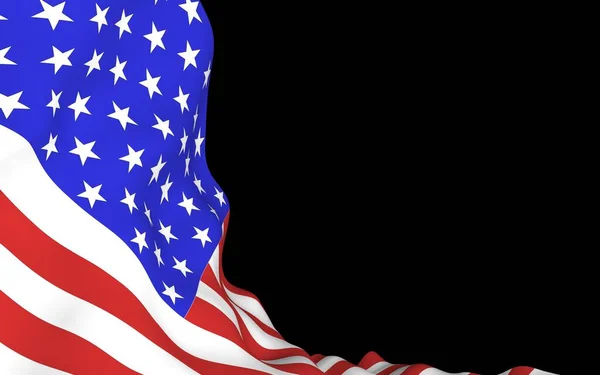 Machająca Flaga Stanów Zjednoczonych Ameryki Ciemnym Tle Gwiazdy Paski Stanowy — Zdjęcie stockowe