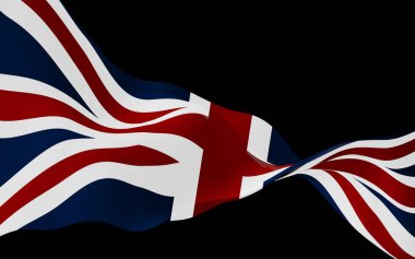 Büyük Britanya bayrağını sallıyor. İngiliz bayrağı. Büyük Britanya ve Kuzey İrlanda Birleşik Krallığı. Birleşik Krallık 'ın sembolü. 3B illüstrasyon