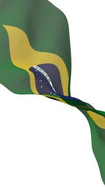 Brezilya bayrağı sallayarak. Ordem e Progresso. Sipariş ve ilerleme. Rio de Janeiro. Güney Amerika. Devlet sembolü. 3D çizim